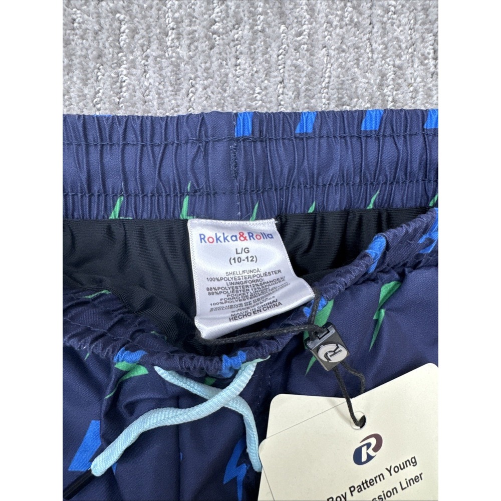 Rokka & Rolla Youth Large Swim Trunks Color Navy Lightning #316 - Picture 5 of 16
